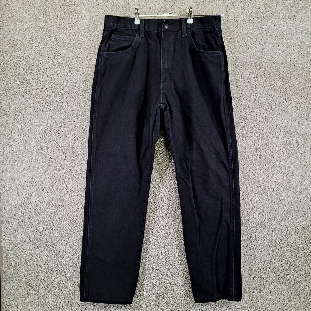 Rustler Jeans Mens 34x32 (Fits 33x30) Black Straight Leg Cotton Workwear Denim